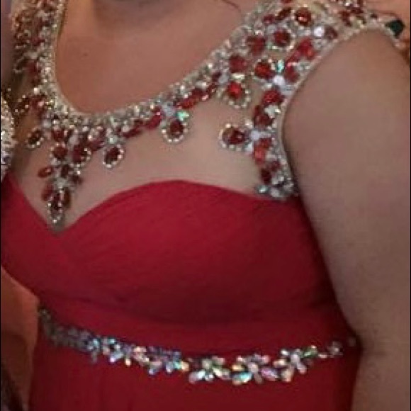 Rachel Allan red prom dress - Picture 2 of 8